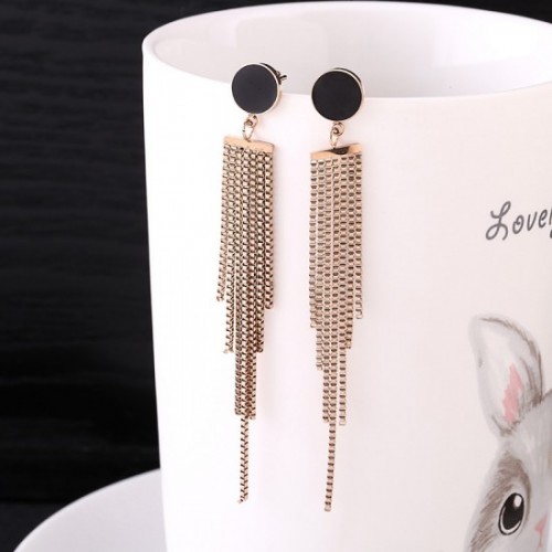Chain Cascade Long Drop Earrings For Women's 