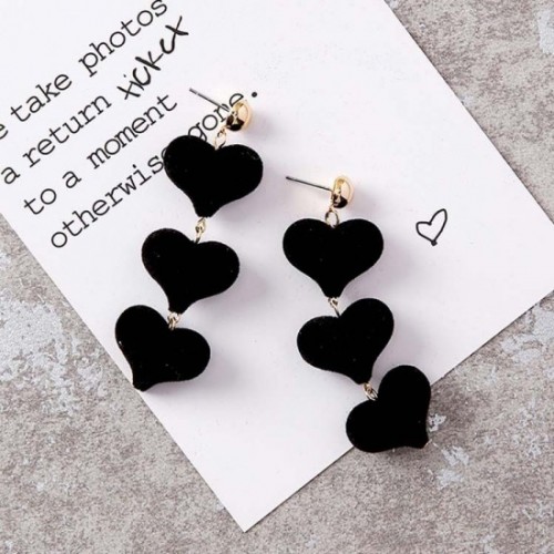 Velvet Fashion Linked Hearts long Earrings For Women