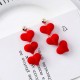 Velvet Fashion Linked Hearts long Earrings For Women- Red image