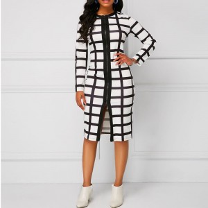 Mid Length Pencil Dress Slim Pack Sleeve Dress - White