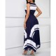 Printed Asymmetric Hem Sleeveless Maxi Dress - Navy Blue image