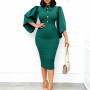 Body-con Slim Bag Hip Formal Wear Midi Dress - Green