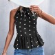 Polka Dot Hanging Neck Strapped Shirt - Black image