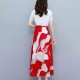 Women Floral Print Tight Mid-Length Dress - Red image