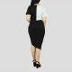 Short Sleeve Contrast Shining Cocktail Party Dress - Silver image