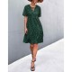 Sexy V-Neck Polka Cross Border Ruffled Dress - Green image