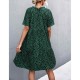 Sexy V-Neck Polka Cross Border Ruffled Dress - Green image