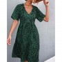 Sexy V-Neck Polka Cross Border Ruffled Dress - Green