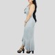 Ruffles Suspenders Sexy High Slit Dress - Grey image