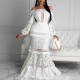 Off The Shoulder Ruffled Hollow Long Dress - White image