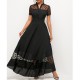 Chiffon Stitching Polka Dot Short Sleeve Dress - Black image