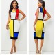 Cross Border Sleeveless Body-con Midi Dress - Multicolor image