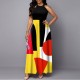 Elegant Style Printed O Neck Sleeveless Maxi Dress - Black image