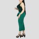 One Shoulder Sleeveless Stitching Sequin Dress - Green image