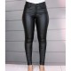 Casual Style High Waist PU Leather Pencil Pants - Black image