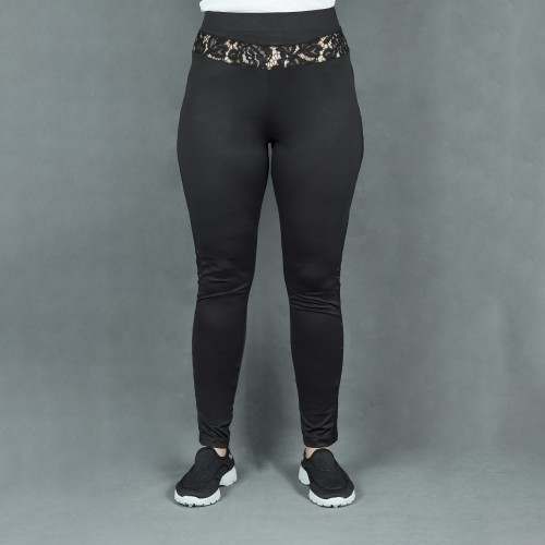 Gothic Sexy Lace Hip Lift Sports Pants - Black image