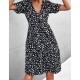Sexy V-Neck Polka Cross Border Ruffled Dress  - Black image