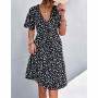 Sexy V-Neck Polka Cross Border Ruffled Dress  - Black