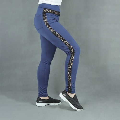 Gothic Sexy Lace Hip Lift Sports Pants - Blue image