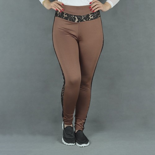 Gothic Sexy Lace Hip Lift Sports Pants - Brown image