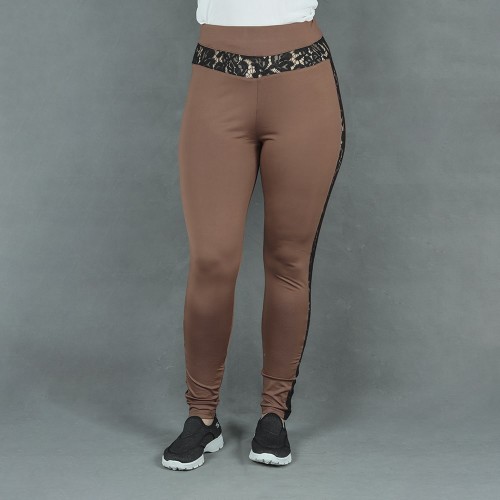 Gothic Sexy Lace Hip Lift Sports Pants - Brown image