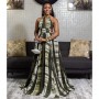 Sexy Halter Neck Backless Beach Long Dress - Green