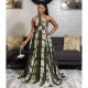 Sexy Halter Neck Backless Beach Long Dress - Green image
