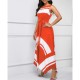 Printed Asymmetric Hem Sleeveless Maxi Dress - Red image