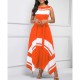 Printed Asymmetric Hem Sleeveless Maxi Dress - Red image