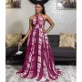 Sexy Halter Neck Backless Beach Long Dress - Red