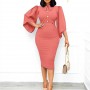 Slim Bag Hip Body-con Formal Wear Midi Dress - Red