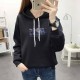Full Sleeve Printing Winter Trendy Women Hoodie - Black image