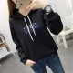 Full Sleeve Printing Winter Trendy Women Hoodie - Black image