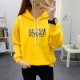 Full Sleeve Printing Winter Trendy Women Hoodie - Yellow image