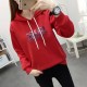 Full Sleeve Printing Winter Trendy Women Hoodie - Red image