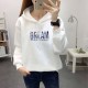 Full Sleeve Printing Winter Trendy Women Hoodie - White image