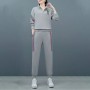 Contrast Stripped Sportswear Loose Two Piece Track Suit - Grey