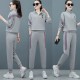Contrast Stripped Sportswear Loose Two Piece Track Suit - Grey image