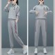 Contrast Stripped Sportswear Loose Two Piece Track Suit - Grey image
