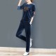 Round Neck Two-Piece Velvet Sportswear Women Tracksuit - Blue image