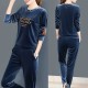 Round Neck Two-Piece Velvet Sportswear Women Tracksuit - Blue image