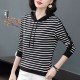 Long-Sleeved Trendy Cotton Fabric Women Hoodie - Black image