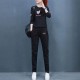 Straight Leg Pants Round Neck Sportswear Tracksuit - Black image