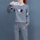Straight Leg Pants Round Neck Sportswear Tracksuit - Grey image