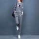 Straight Leg Pants Round Neck Sportswear Tracksuit - Grey image