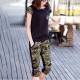 Sports Slim Fit Two-Piece Cropped Camouflage Track Suit - Black image