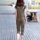 Sports Slim Fit Two-Piece Cropped Camouflage Track Suite - Green image