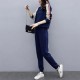 Urban Style Long Sleeve Striped Zippered Women Tracksuit - Blue image