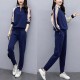 Urban Style Long Sleeve Striped Zippered Women Tracksuit - Blue image