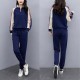 Urban Style Long Sleeve Striped Zippered Women Tracksuit - Blue image
